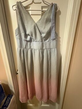 Eshakti Ombre Pastel Sleeveless Party Dress - Light Blue to Pink